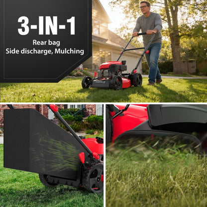 PowerSmart 18-inch Gas Push Lawn Mower 144cc 3-in-1 Engine