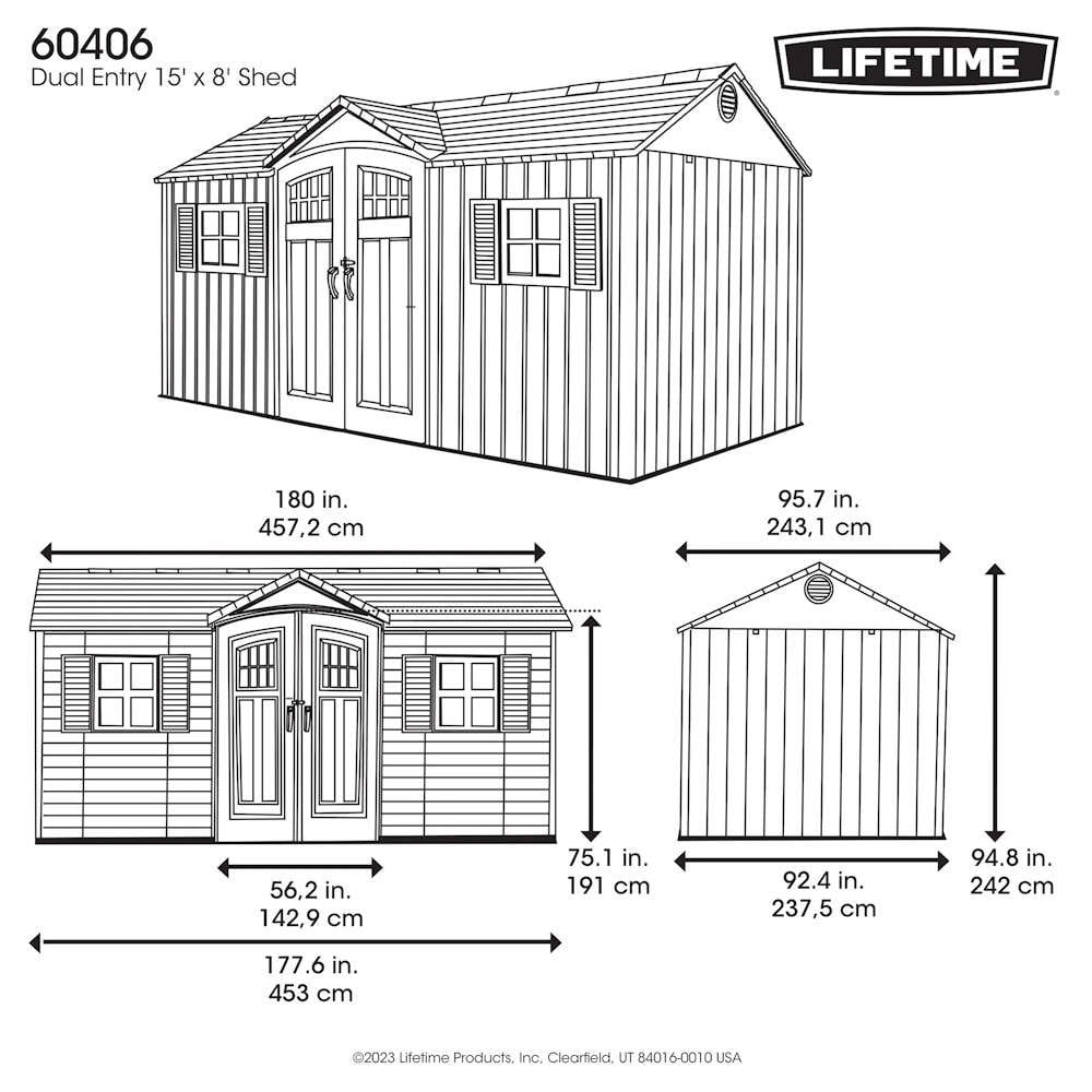 Planshoy 15x8 Single Entrance Plastic Garden Shed Weatherproof Storage Unit