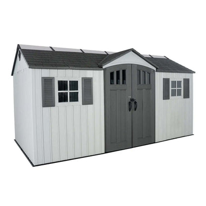 Planshoy 15x8 Single Entrance Plastic Garden Shed Weatherproof Storage Unit