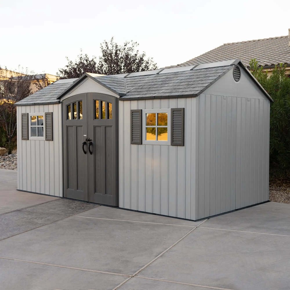Planshoy 15x8 Single Entrance Plastic Garden Shed Weatherproof Storage Unit