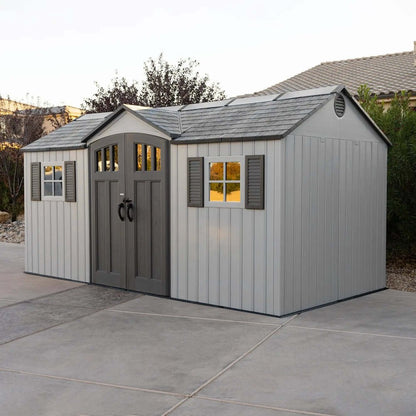 Planshoy 15x8 Single Entrance Plastic Garden Shed Weatherproof Storage Unit