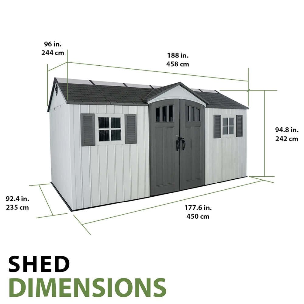 Planshoy 15x8 Single Entrance Plastic Garden Shed Weatherproof Storage Unit