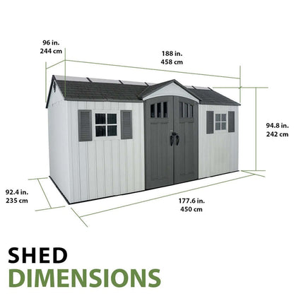 Planshoy 15x8 Single Entrance Plastic Garden Shed Weatherproof Storage Unit